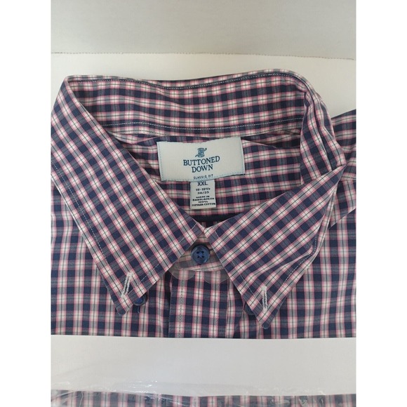 BUTTONED DOWN Classic Fit Checkered XXL 18-18 1/2 34/35 100% Supima Cotton NEW - Picture 3 of 3